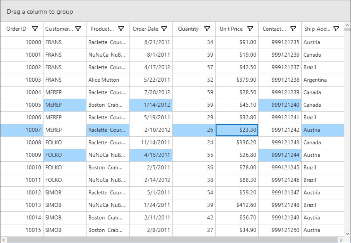 Windows forms datagrid showing multiple mode cell selection
