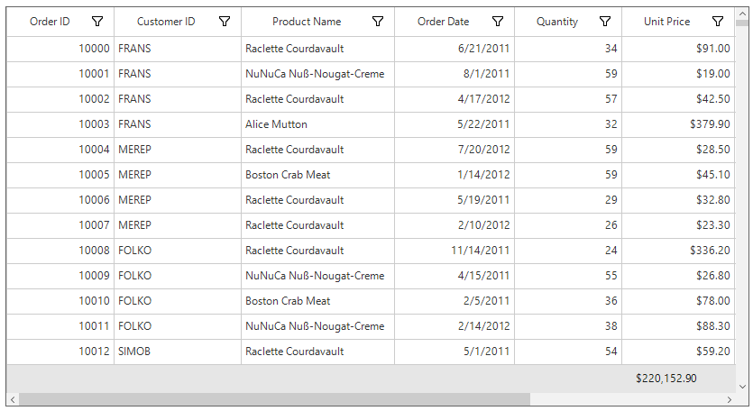 Windows forms datagrid showing formatting summary value