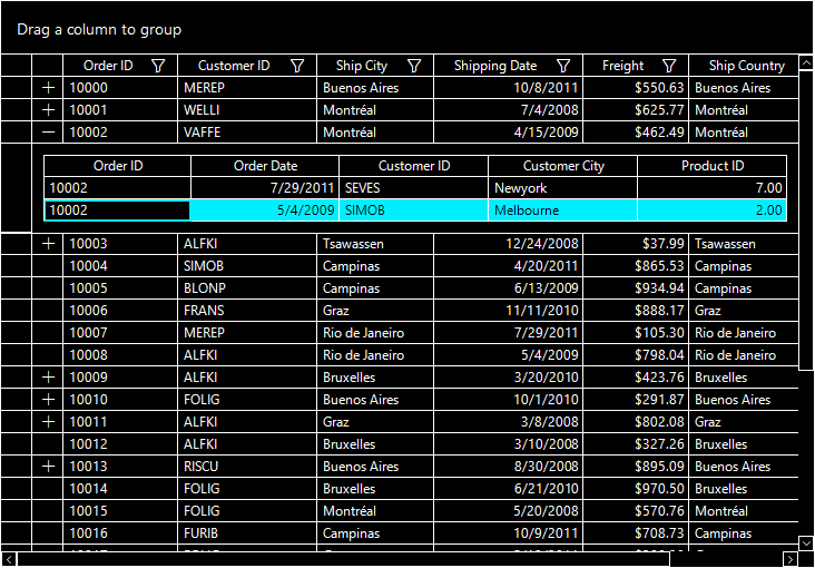 Highcontrastblack theme applied in winforms datagrid