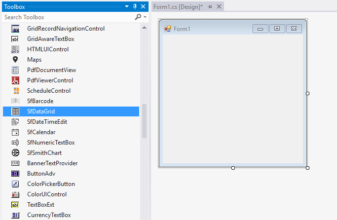 WindowsForms DataGrid is dragged from toolbox