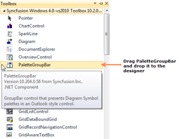 Create Palette group bar in WindowsForms Diagram