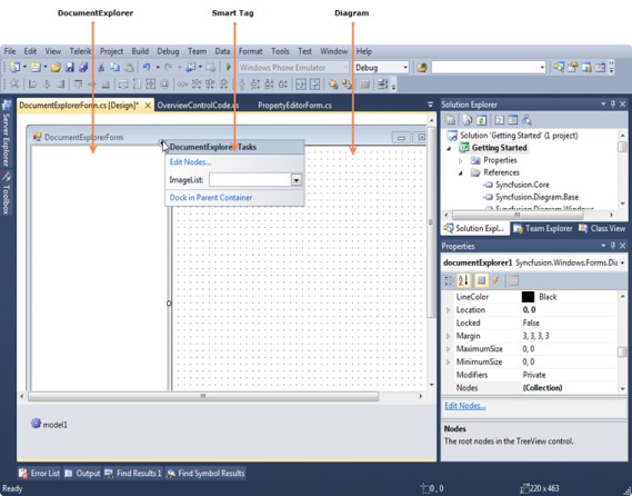 Document explorer control through project in WindowsForms Diagram