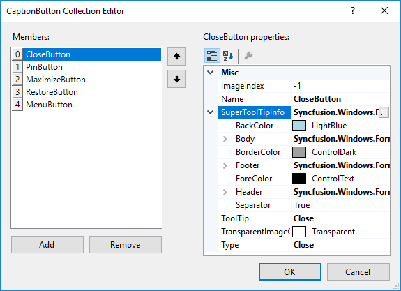 Super tooltip customization of dock windows