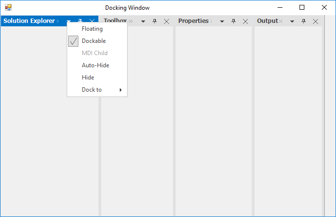 Disable menu item in caption of Dock window