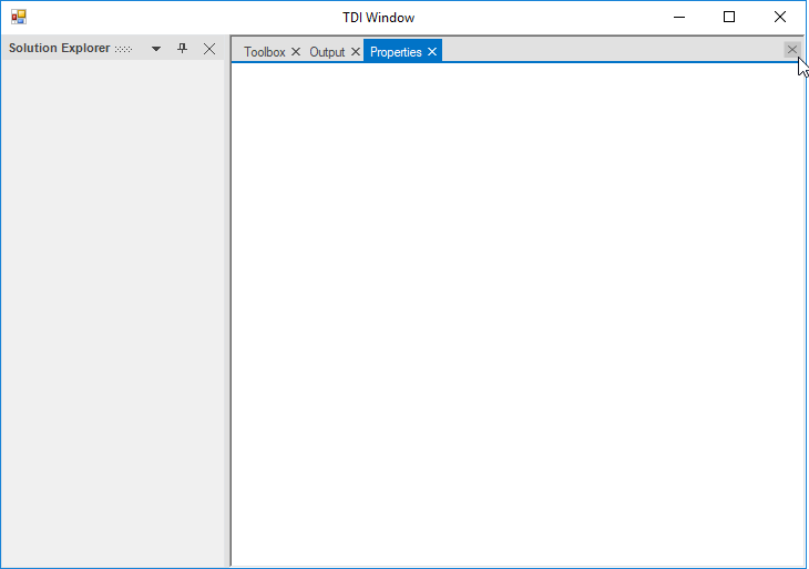 Document window displays common close button of document tab