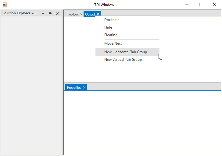 Docking manager displays the horizontal document tab group