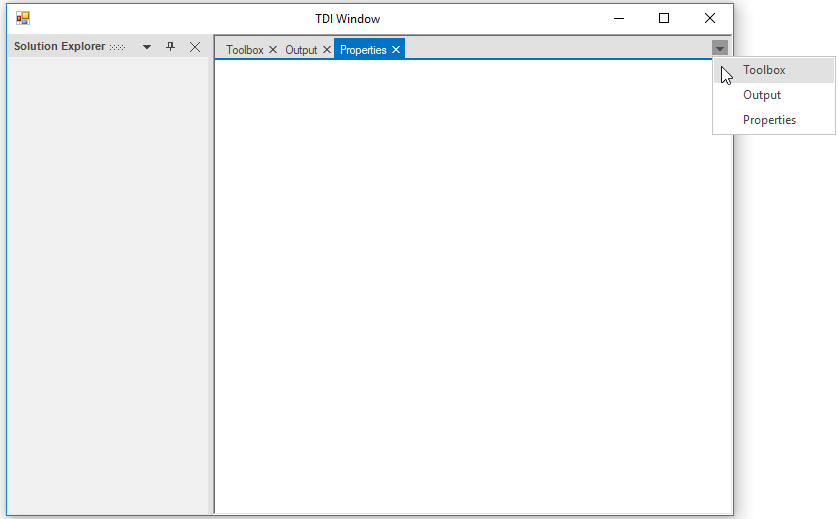 Document window displays the menu button of document tab