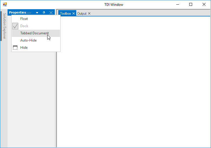 Dock Window displays context menu