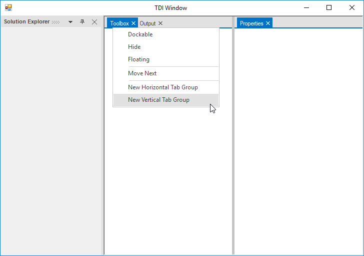 Docking manager displays the vertical document tab group