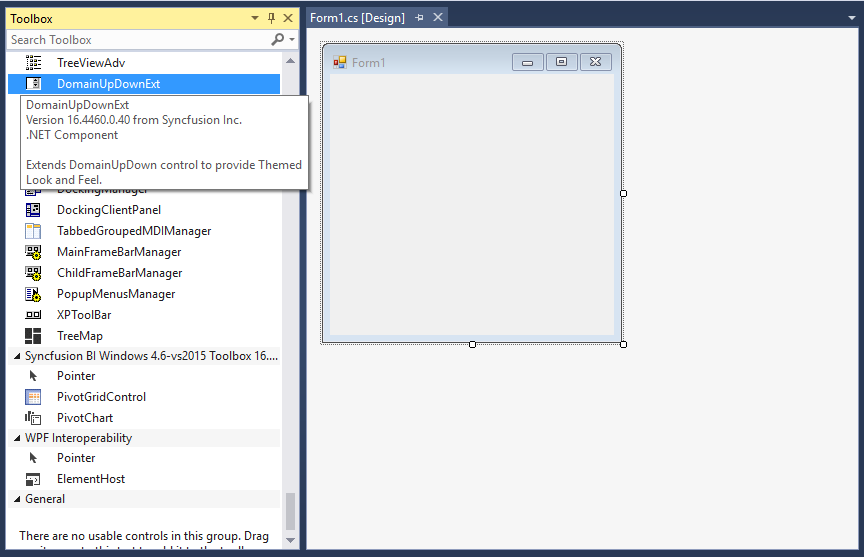 WindowsForms Domain Up Down control added by designer