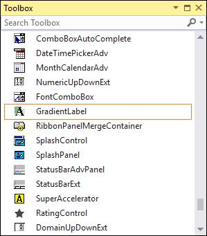 Drag and drop GradientLabel from toolbox