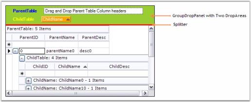 Customizing GroupDropArea in Data Representation for GridGrouping Control