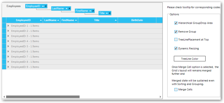 Adding Hierarchical GroupDropArea to an Application