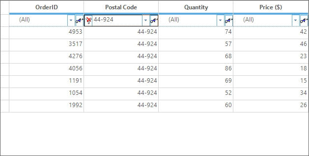 Filtering based on the formatted text