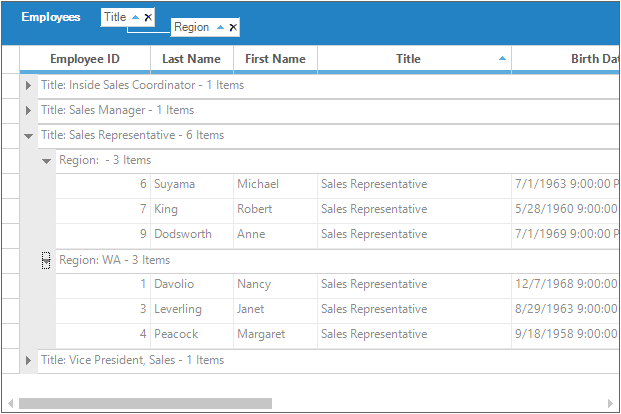 windows forms gridgroupingcontrol showing grouping options