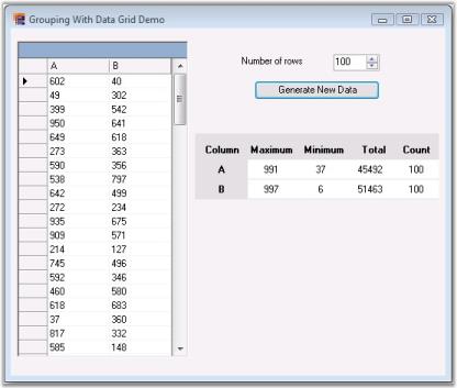 windows forms grouping showing calculate the values