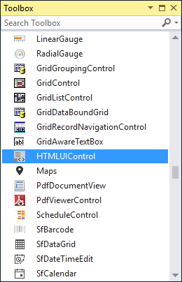 Search html ui control in toolbox