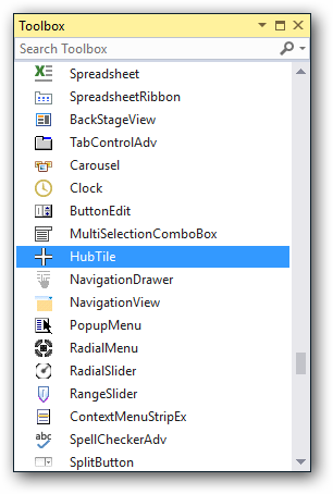 Search hubtile in tool box