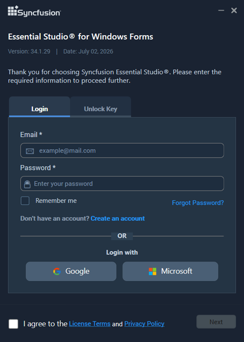Login credentials