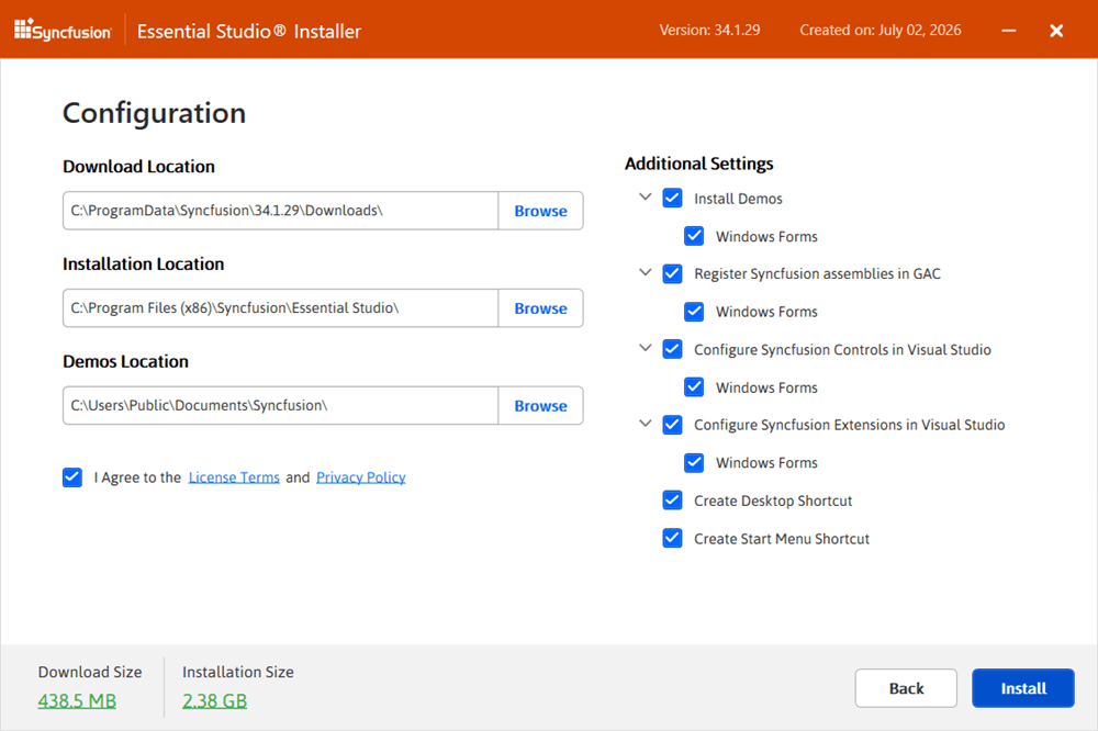 Install and samples location install/uninstall