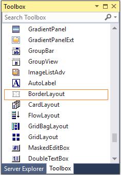 Drag and drop BorderLayout from toolbox