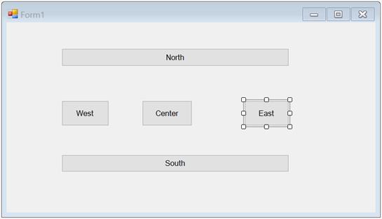 Layout manager to dock controls at different sides