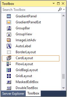 Drag and drop CardLayout from toolbox