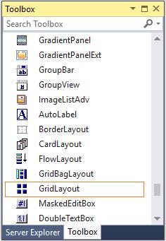Drag and drop GridLayout from toolbox