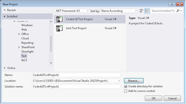 Create Coded UI Project