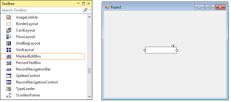 Drag and drop MaskedEditBox from toolbox