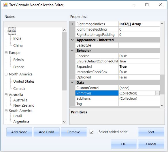MultiColumnTreeView control supports a set of primitives
