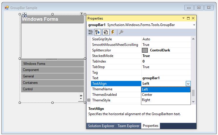 GroupBar text align
