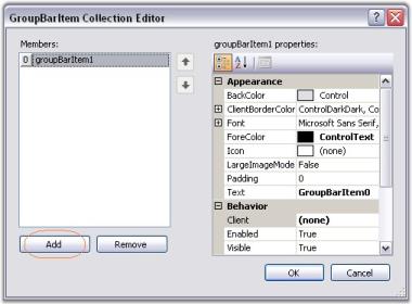 Select GroupBar Item