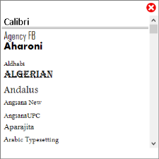 Radial font list box