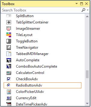 Windows forms RadioButtonAdv drag and drop from toolbox