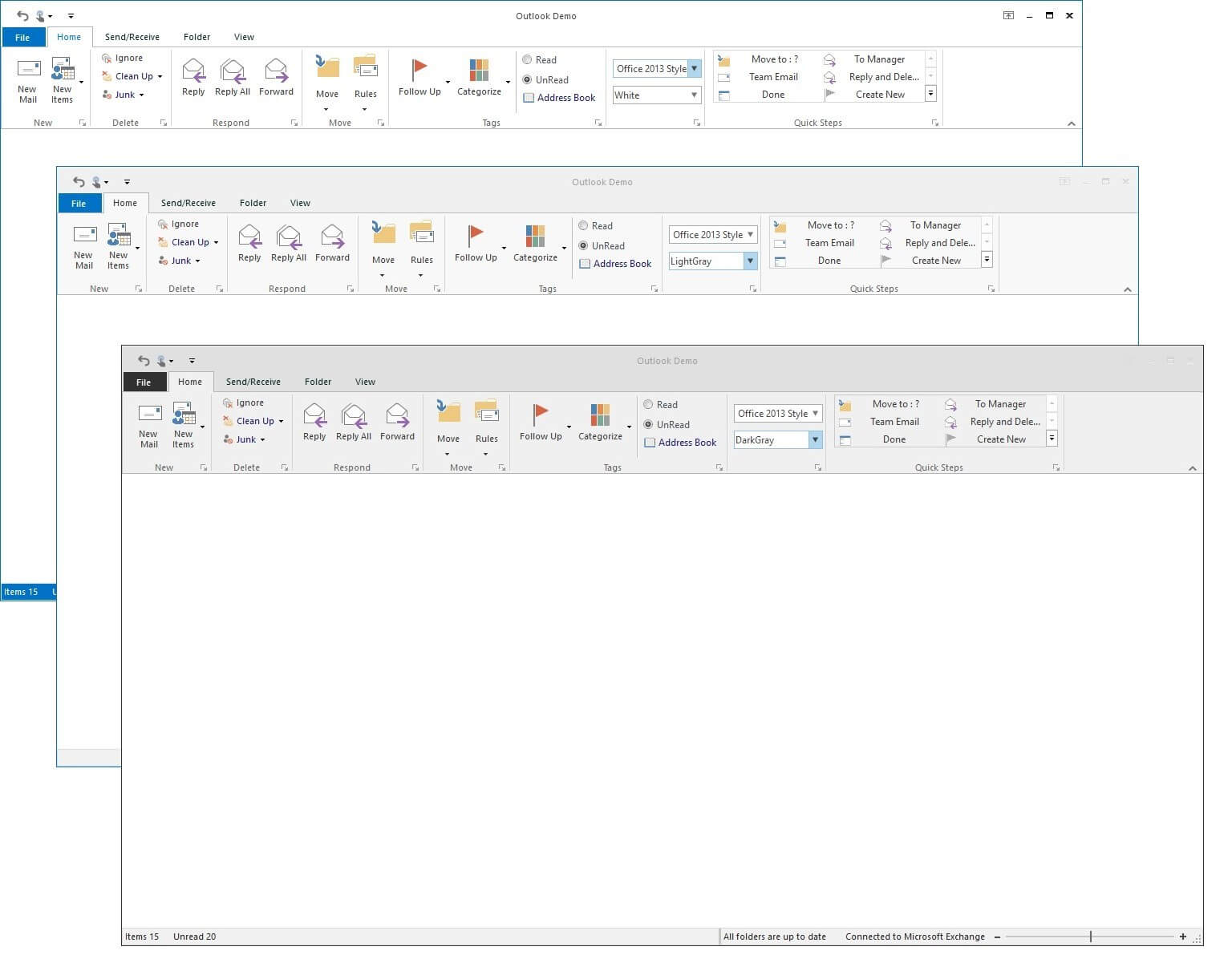 WindowsForms Ribbon Various Office 2013 Color Schemes