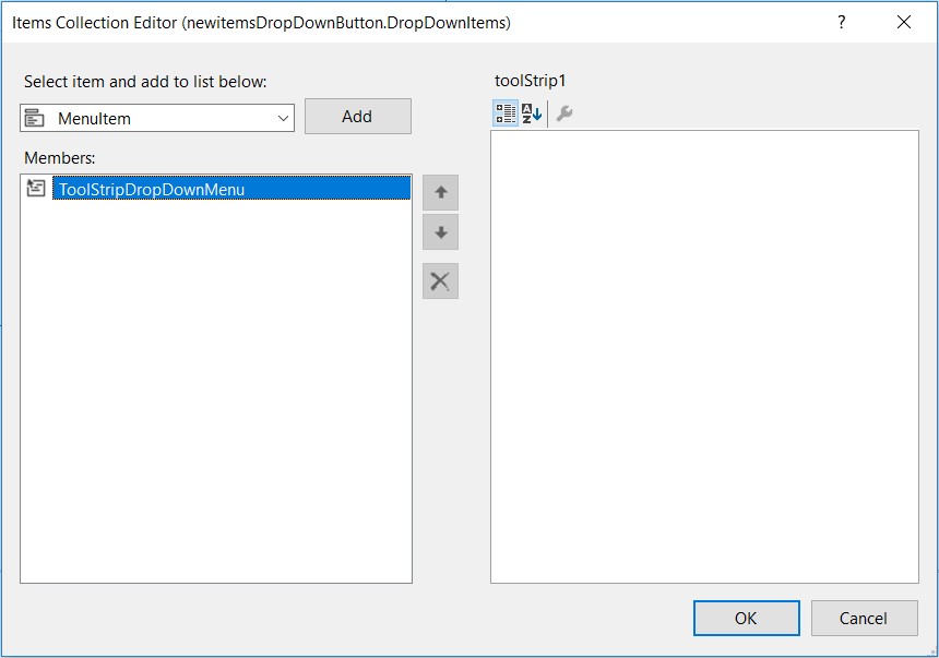 Adding menu items through collection editor