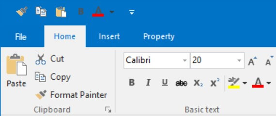 Shows the boldButton and fontColorSplitButton on QAT