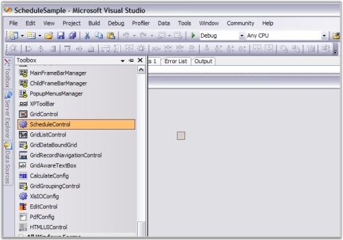 Adding WinForms Scheduler through designer