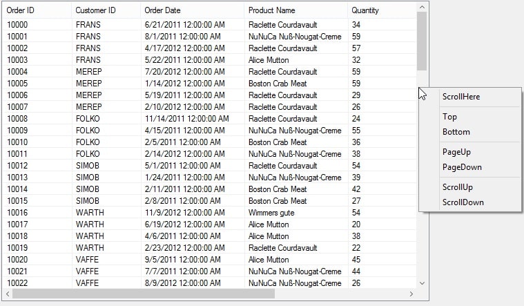 Contextmenu shown in scrollbar in winforms scrollframe