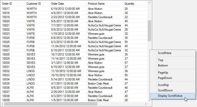Default contextmenu shown in scrollbar in winform scrollframe