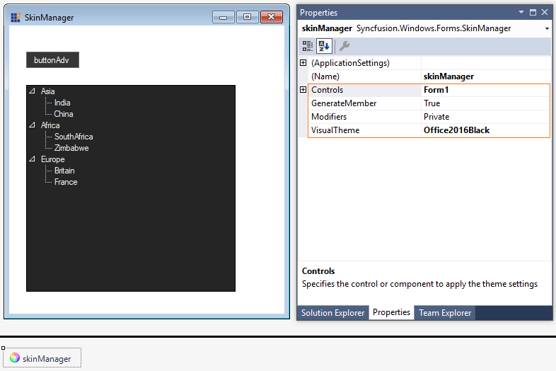 WinForms Skin Manager apply theme to entire form