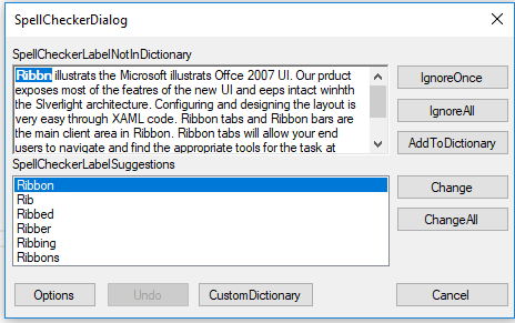 Default Theme appearance in SpellCheckerAdv