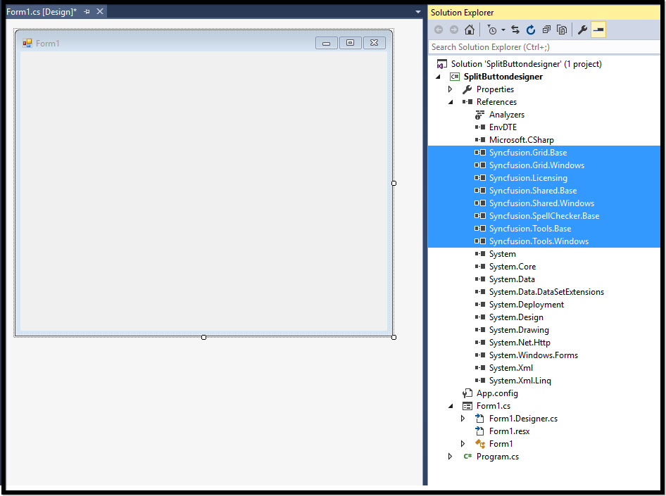 WindowsForms Split Button adding through code