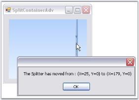 Use of splitter moved event