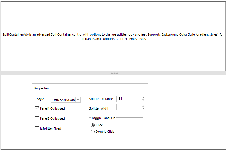 Horizontal orientation in WindowsForms Split Container