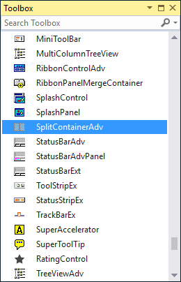 Search WindowsForms Split Container in toolbox