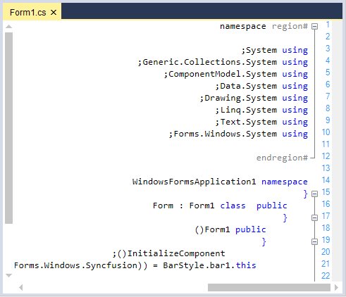 Right to left syntax editor