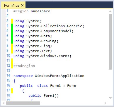 Modifed lines highlighted with yellow color and green color based saved and unsaved lines