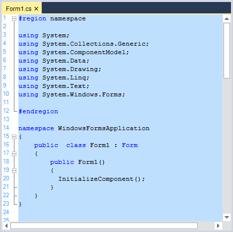 Select all the content in syntax editor